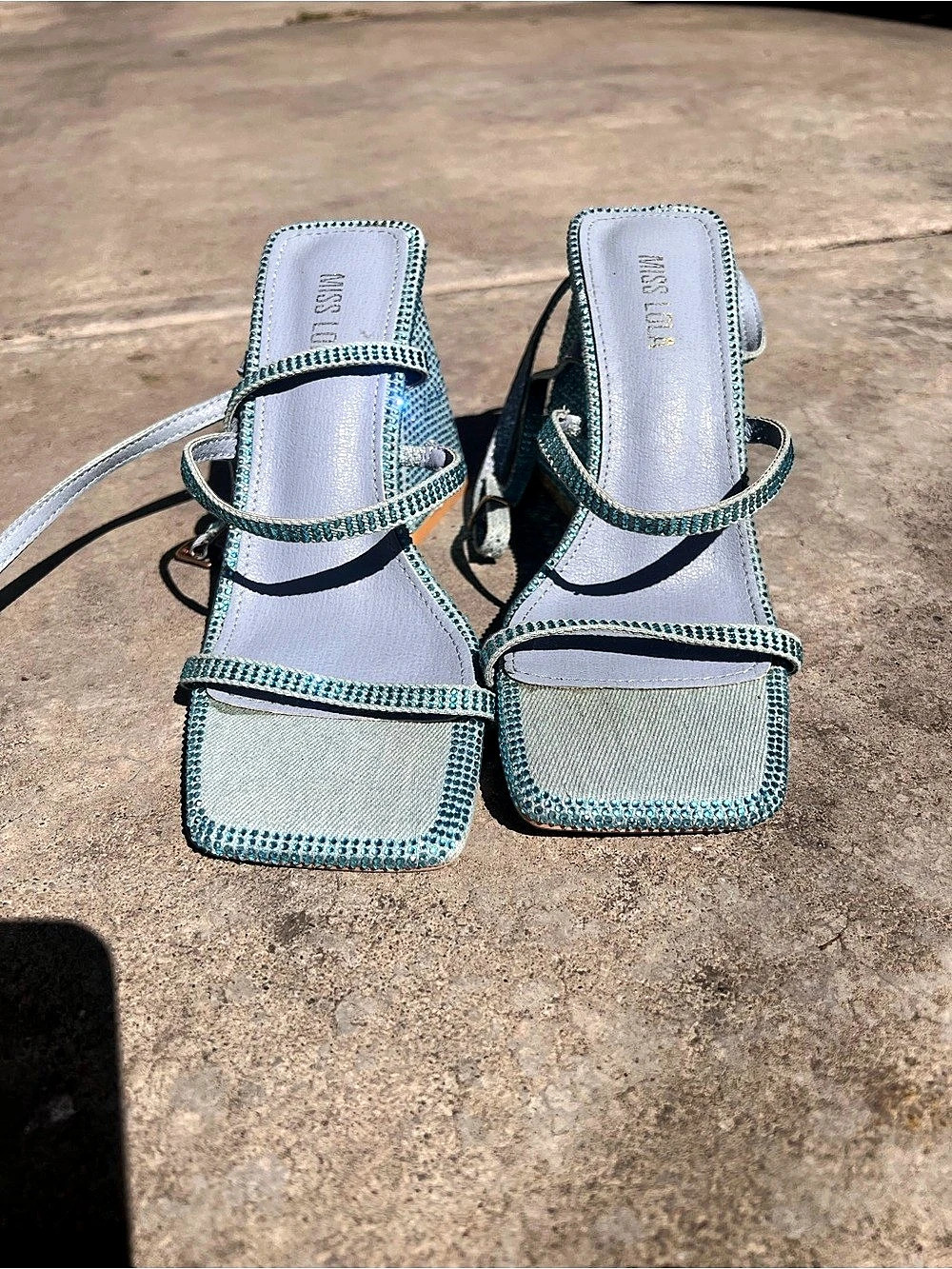 Strappy Block Heel Sandals in Blue
